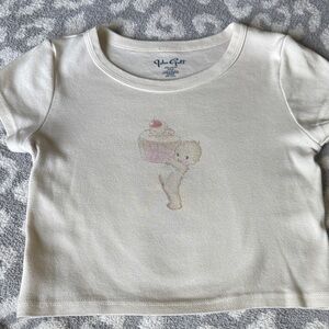 Brandy Melville Cream Tee with Cupcake Graphic